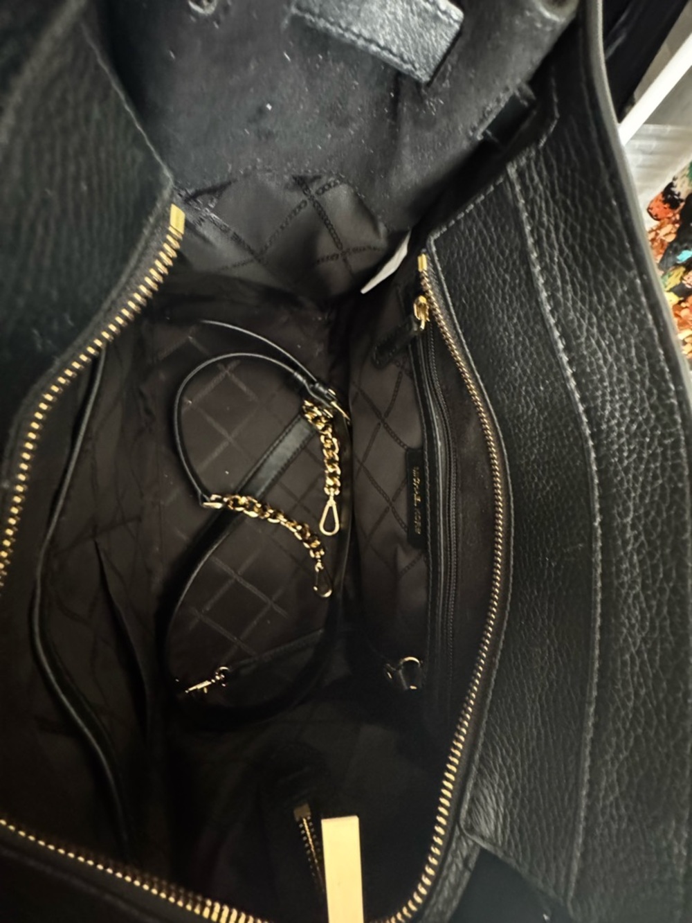 Michael Kors Black, White, Tan & Red Animal Print Leather Tote - Picture 3 of 4